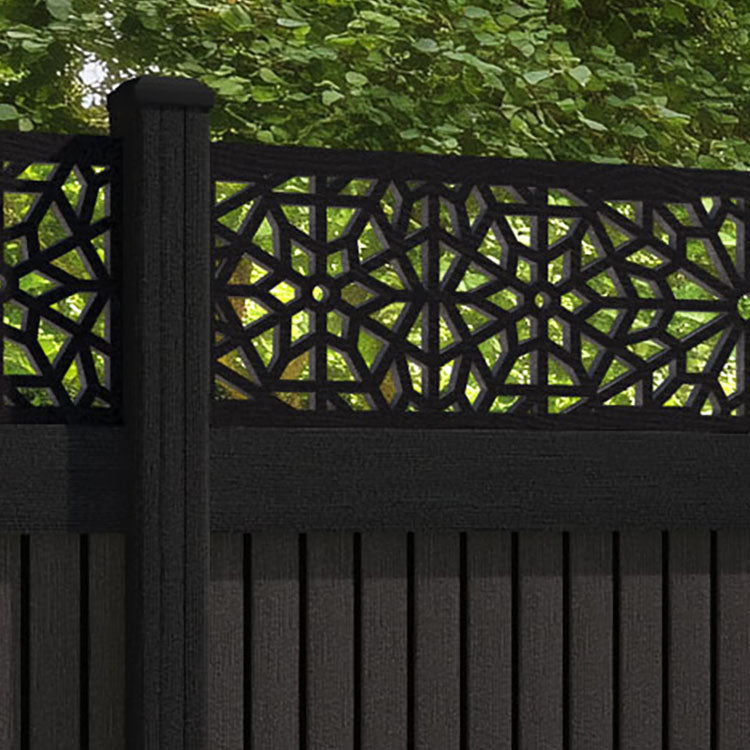 Virtis Alnara Fence Panel - Dark Oak - with our composite posts