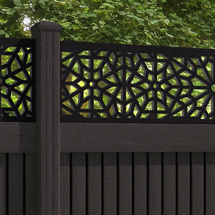 Virtis Alnara Fence Panel - Dark Oak - with our composite posts