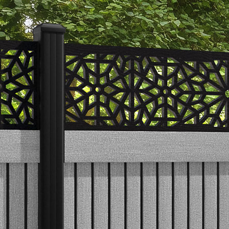 Virtis Alnara Fence Panel - Light Grey - with our aluminium posts