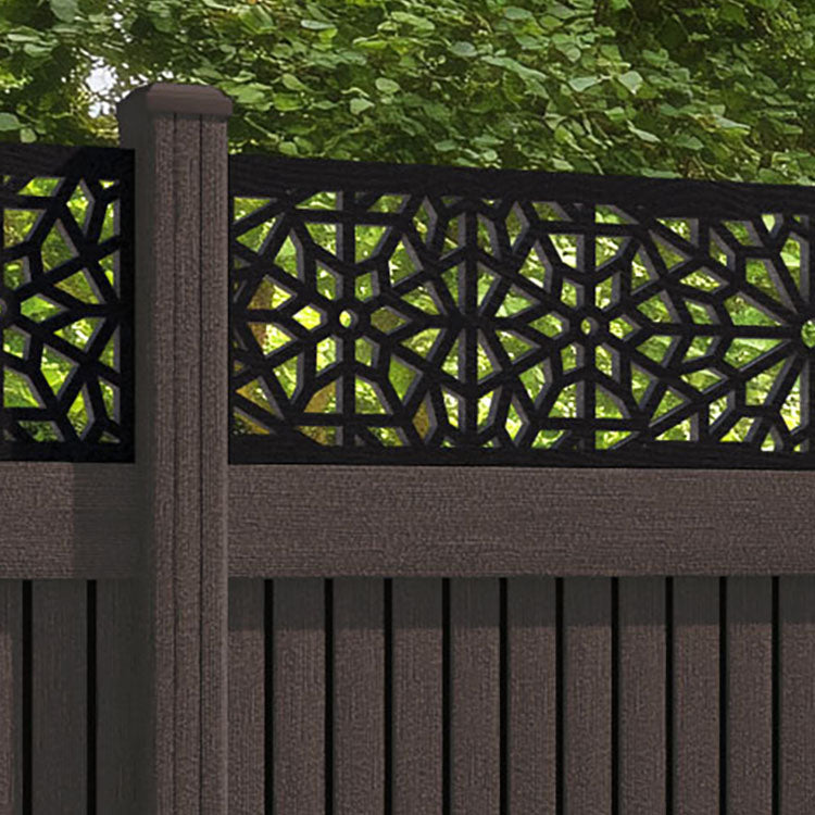Virtis Alnara Fence Panel - Mid Brown - with our composite posts