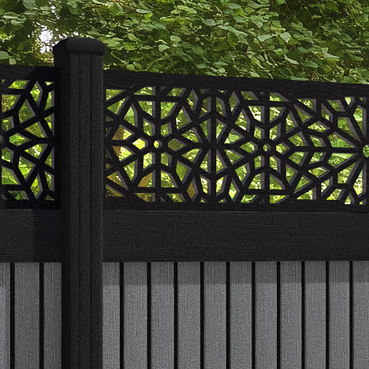 Virtis Alnara Fence Panel - Mid Grey - with our composite posts