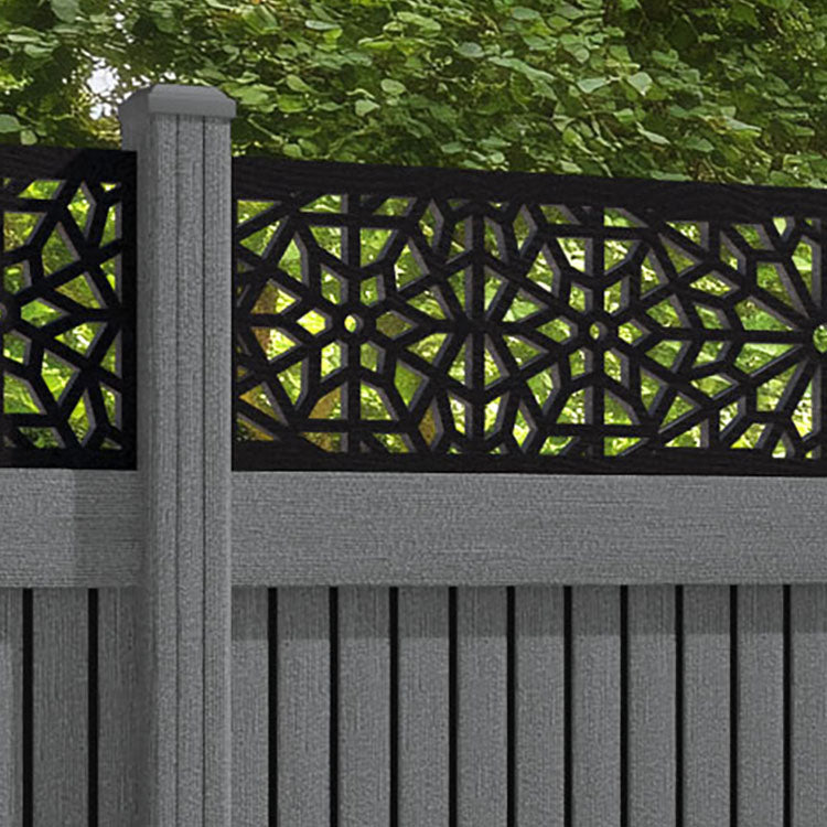 Virtis Alnara Fence Panel - Mid Grey - with our composite posts