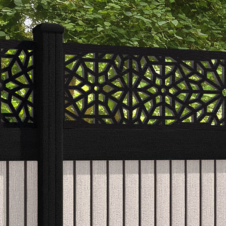 Virtis Alnara Fence Panel - Mid Stone - with our composite posts