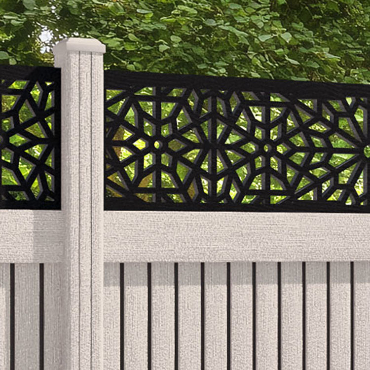 Virtis Alnara Fence Panel - Mid Stone - with our composite posts