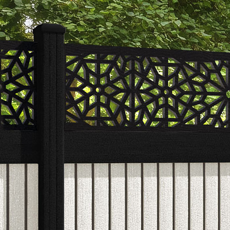 Virtis Alnara Fence Panel - Light Stone - with our composite posts