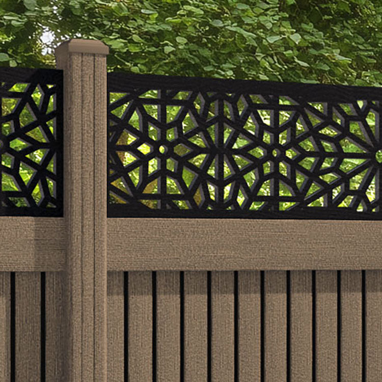 Virtis Alnara Fence Panel - Teak - with our composite posts