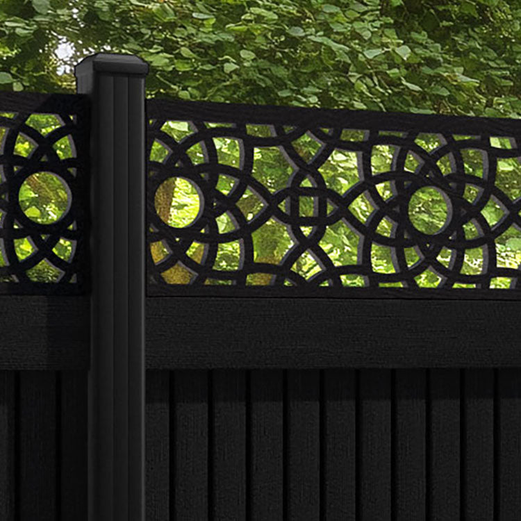 Virtis Ambar Fence Panel - Black - with our aluminium posts