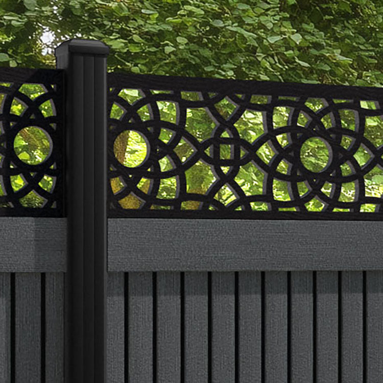 Virtis Ambar Fence Panel - Dark Grey - with our aluminium posts