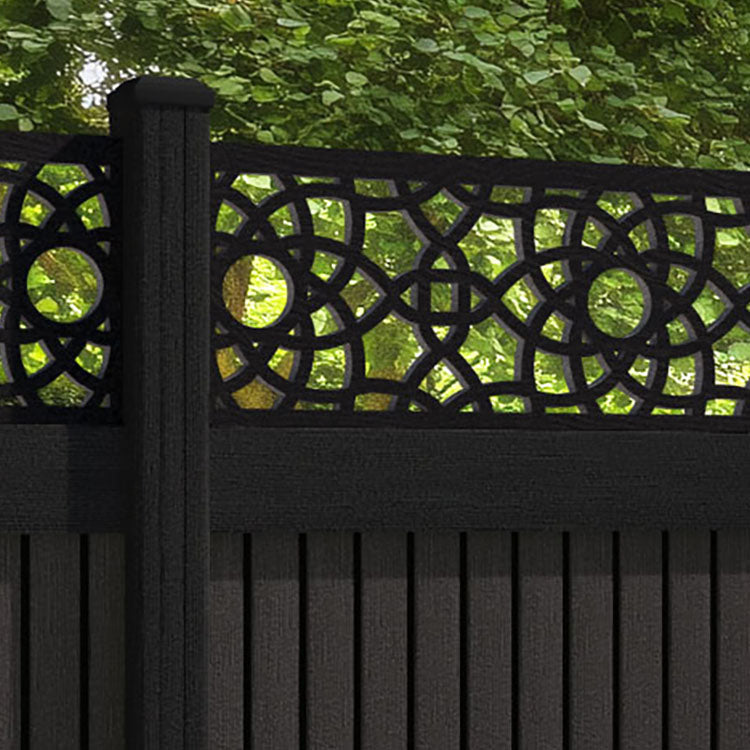 Virtis Ambar Fence Panel - Dark Oak - with our composite posts
