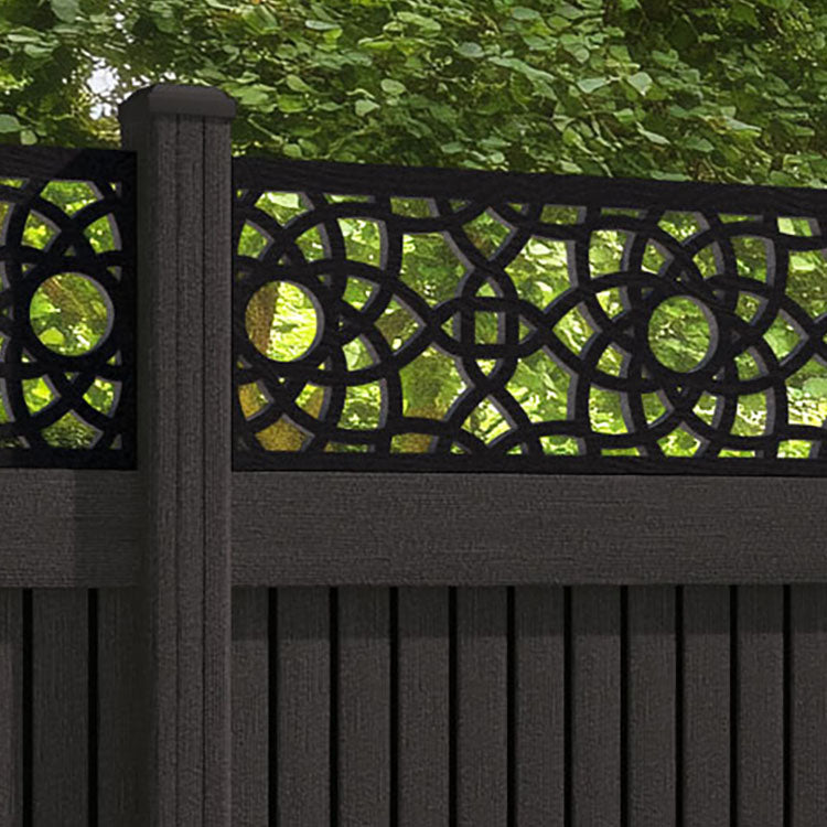 Virtis Ambar Fence Panel - Dark Oak - with our composite posts