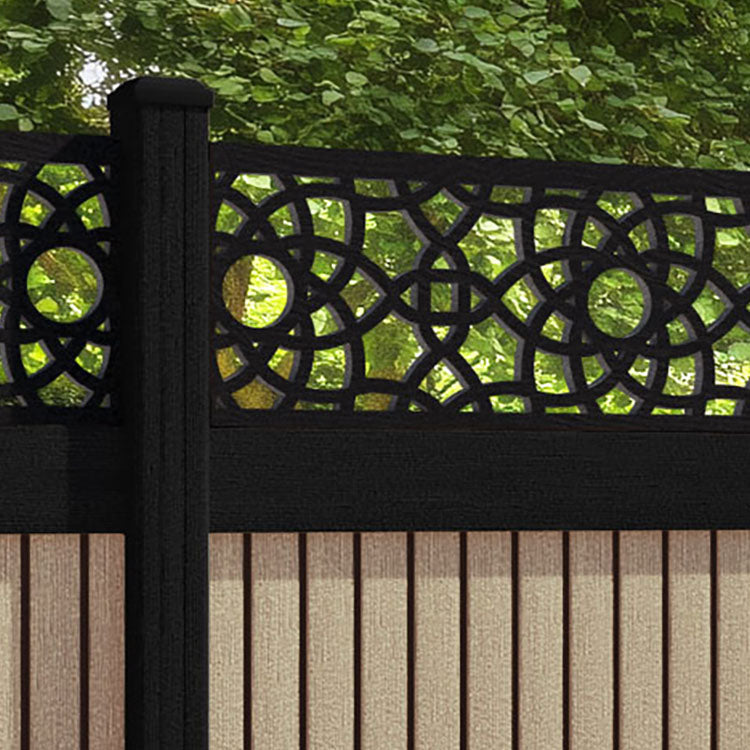 Virtis Ambar Fence Panel - Light Oak - with our aluminium posts