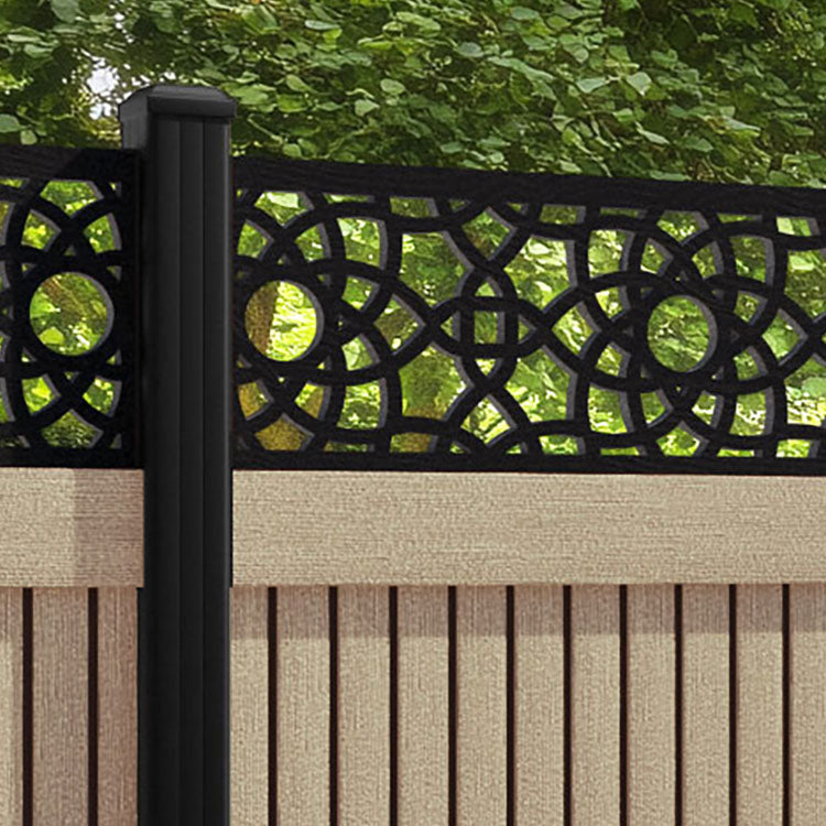 Virtis Ambar Fence Panel - Light Oak - with our aluminium posts