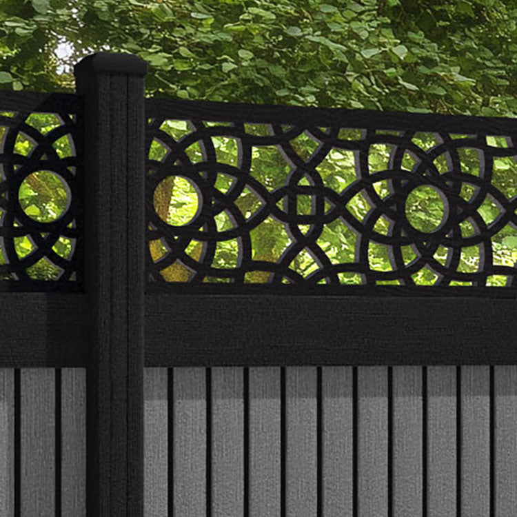 Virtis Ambar Fence Panel - Mid Grey - with our aluminium posts