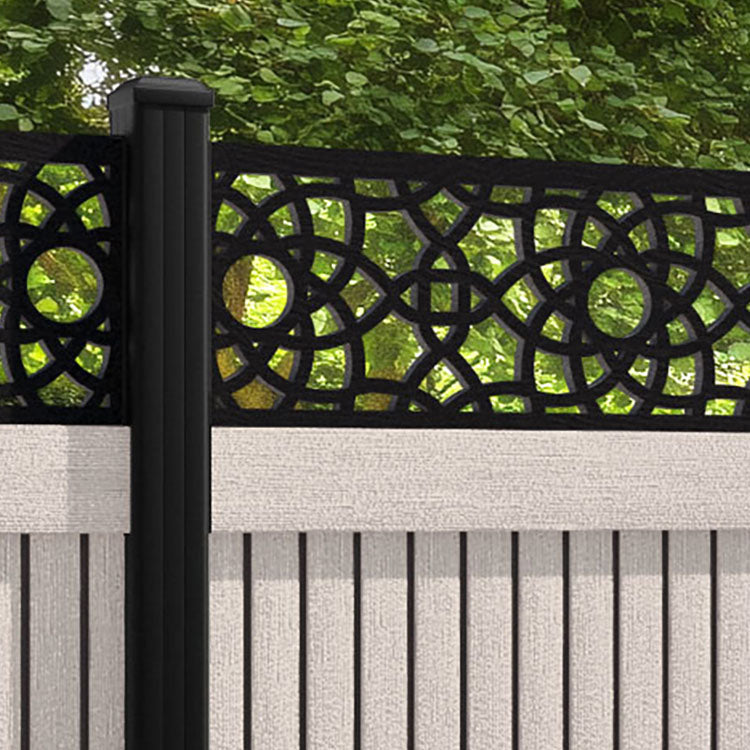 Virtis Ambar Fence Panel - Mid Stone - with our aluminium posts
