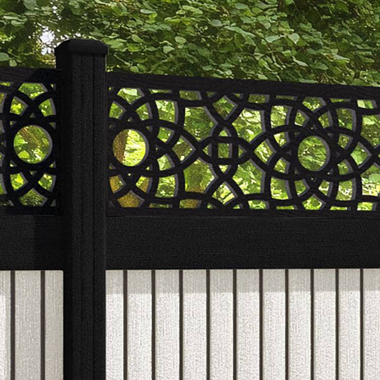 Virtis Ambar Fence Panel - Light Stone - with our aluminium posts