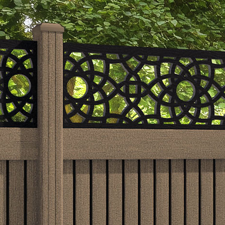 Virtis Ambar Fence Panel - Teak - with our composite posts
