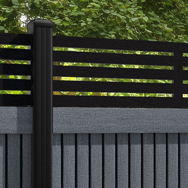 Virtis Aspen Fence Panel - Anthracite - with our aluminium posts