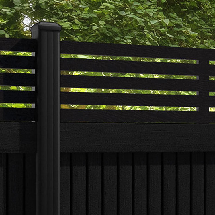 Virtis Aspen Fence Panel - Black - with our aluminium posts