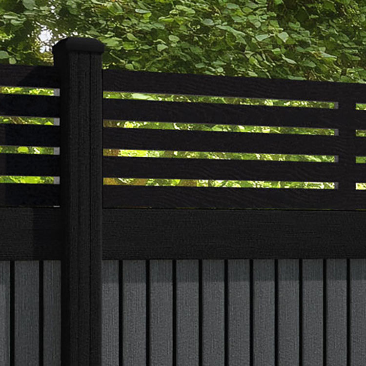 Virtis Aspen Fence Panel - Dark Grey - with our aluminium posts