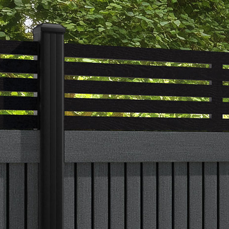 Virtis Aspen Fence Panel - Dark Grey - with our aluminium posts