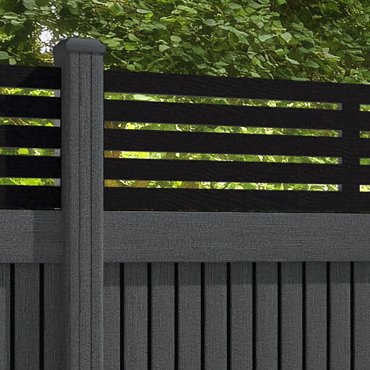 Virtis Aspen Fence Panel - Dark Grey - with our composite posts