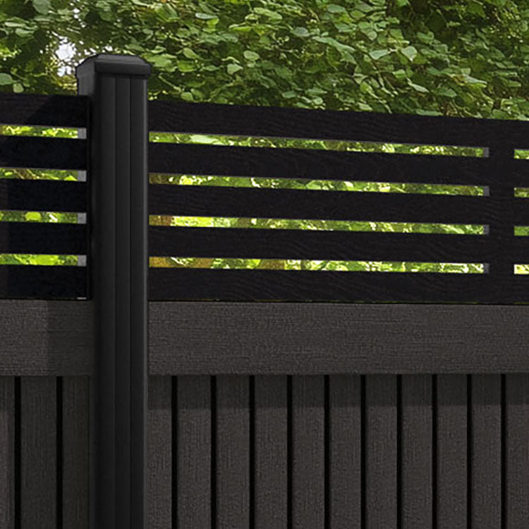 Virtis Aspen Fence Panel - Dark Oak - with our aluminium posts