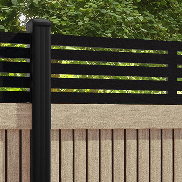 Virtis Aspen Fence Panel - Light Oak - with our aluminium posts