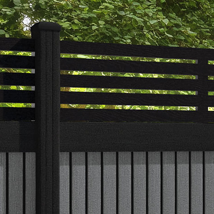 Virtis Aspen Fence Panel - Mid Grey - with our composite posts