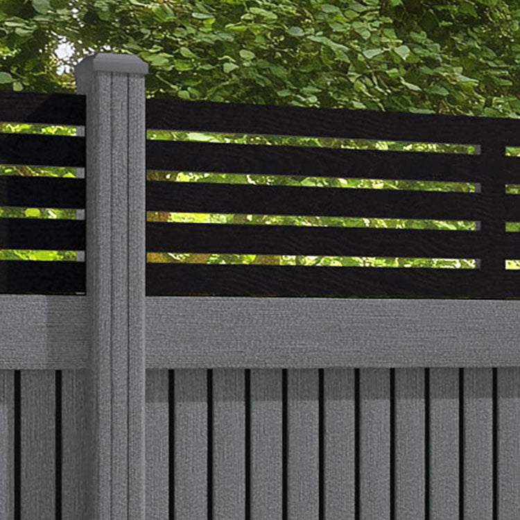 Virtis Aspen Fence Panel - Mid Grey - with our composite posts