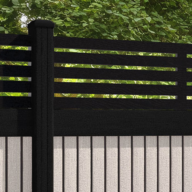 Virtis Aspen Fence Panel - Mid Stone - with our aluminium posts
