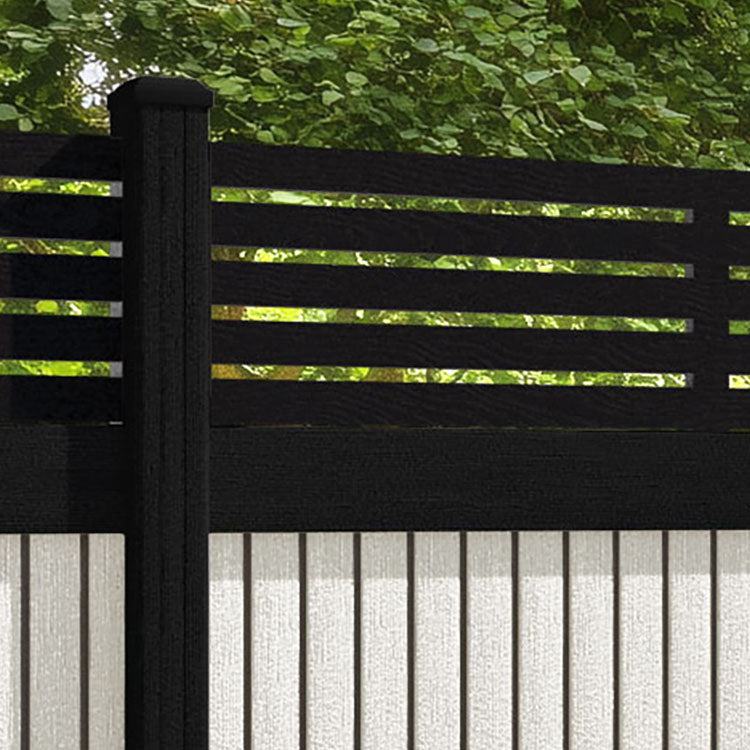 Virtis Aspen Fence Panel - Light Stone - with our aluminium posts