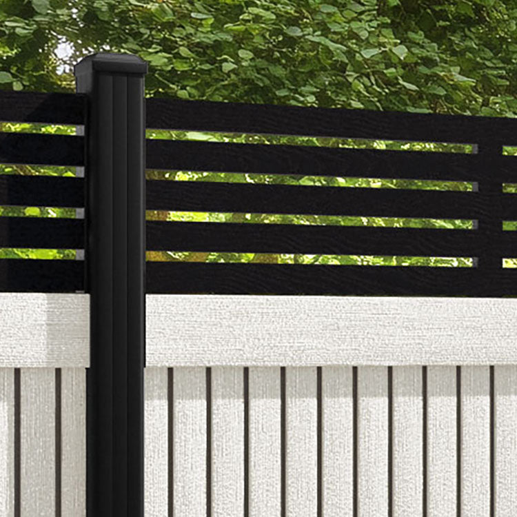 Virtis Aspen Fence Panel - Light Stone - with our aluminium posts