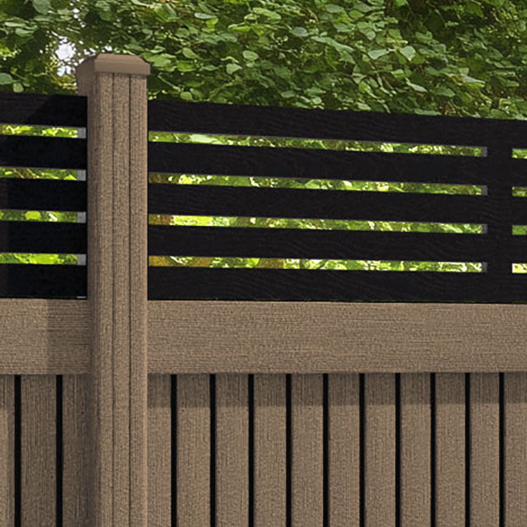 Virtis Aspen Fence Panel - Teak - with our composite posts