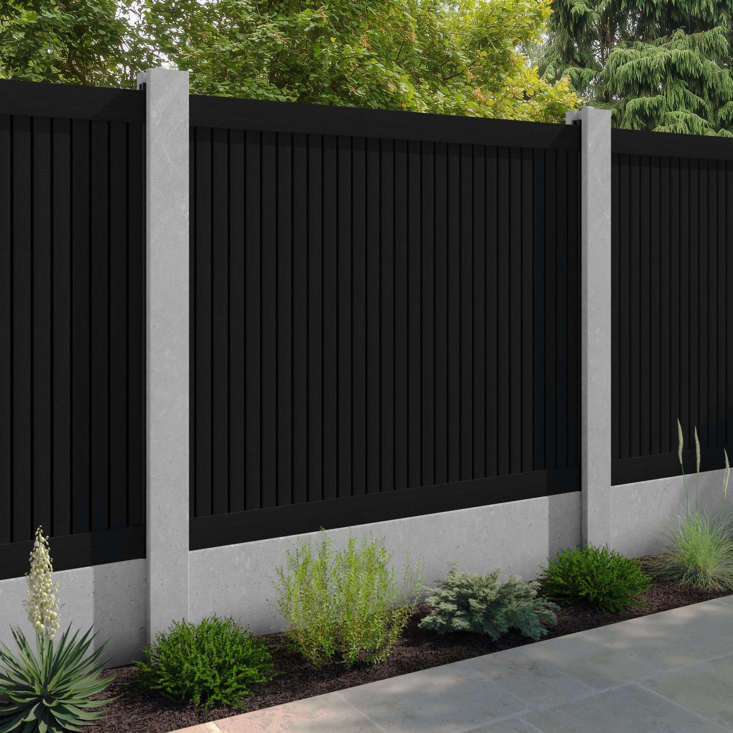 Virtis Fence Panel - Black - for existing concrete posts