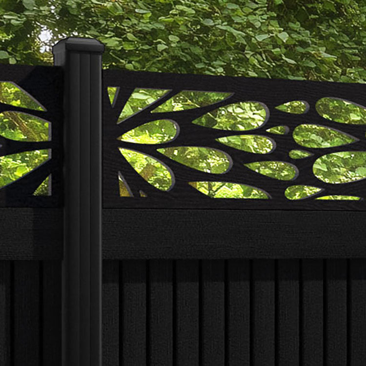 Virtis Blossom Fence Panel - Black - with our aluminium posts