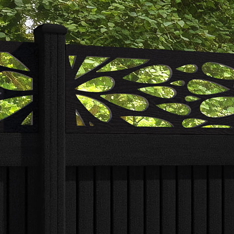 Virtis Blossom Fence Panel - Black - with our composite posts