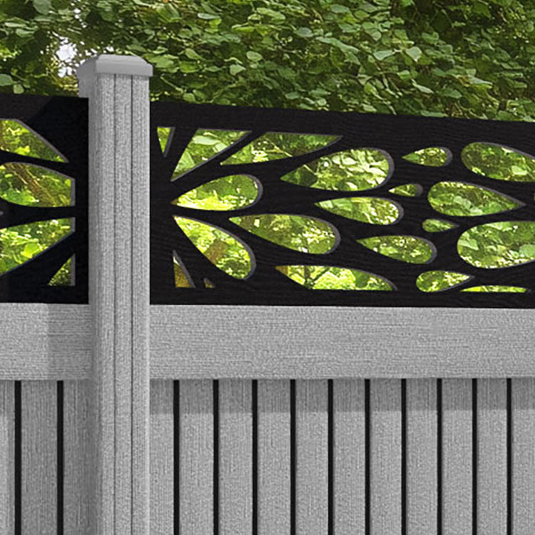 Virtis Blossom Fence Panel - Light Grey - with our composite posts