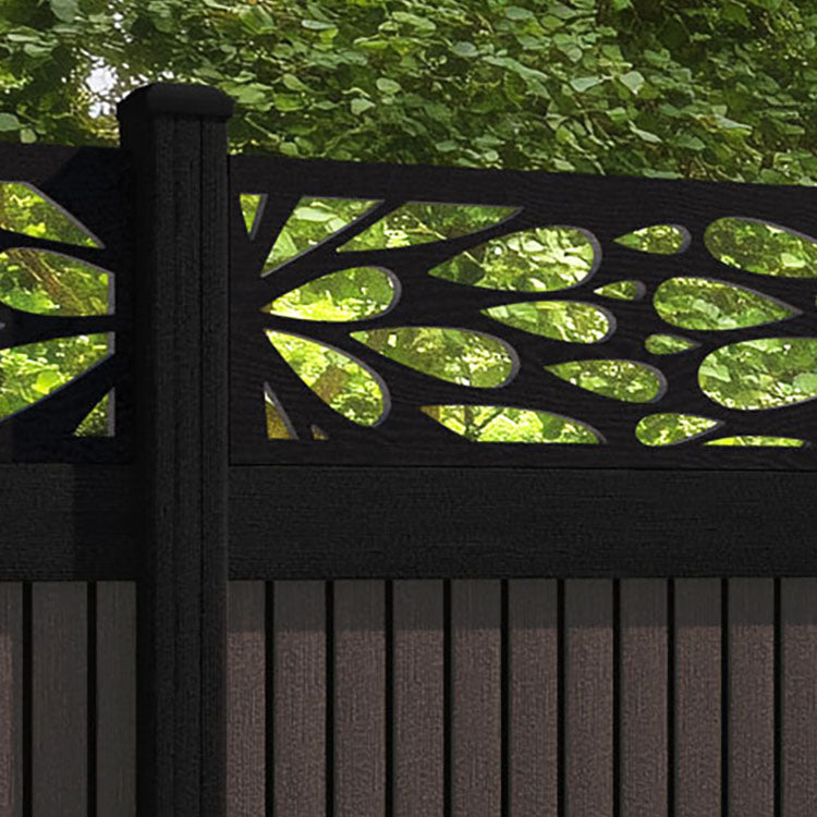 Virtis Blossom Fence Panel - Mid Brown - with our composite posts