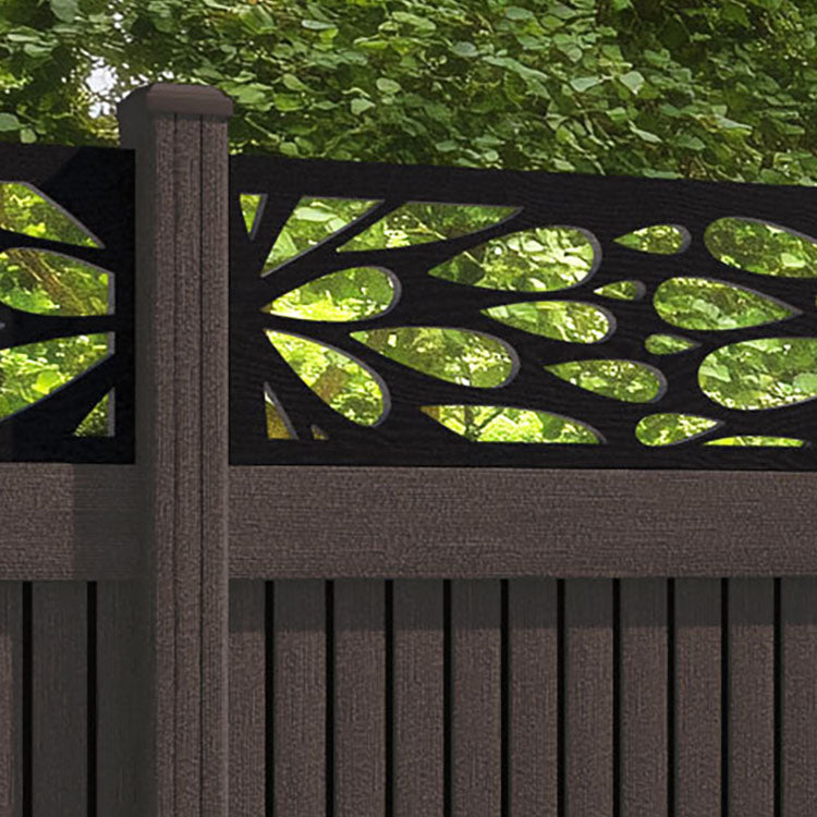 Virtis Blossom Fence Panel - Mid Brown - with our composite posts
