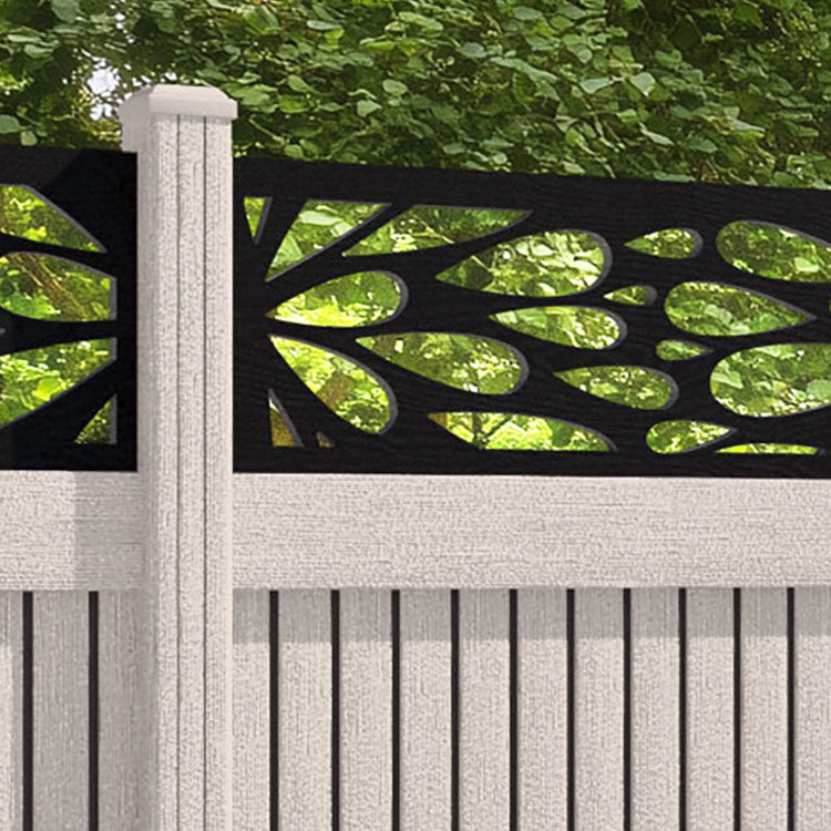 Virtis Blossom Fence Panel - Mid Stone - with our composite posts
