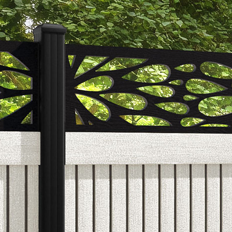 Virtis Blossom Fence Panel - Light Stone - with our aluminium posts