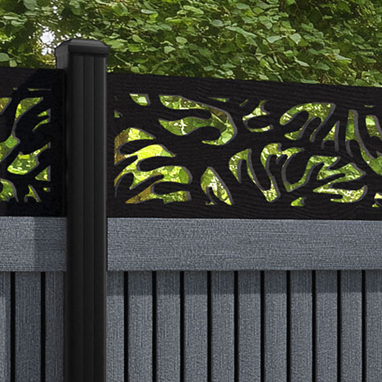 Virtis Botanic Fence Panel - Anthracite - with our aluminium posts
