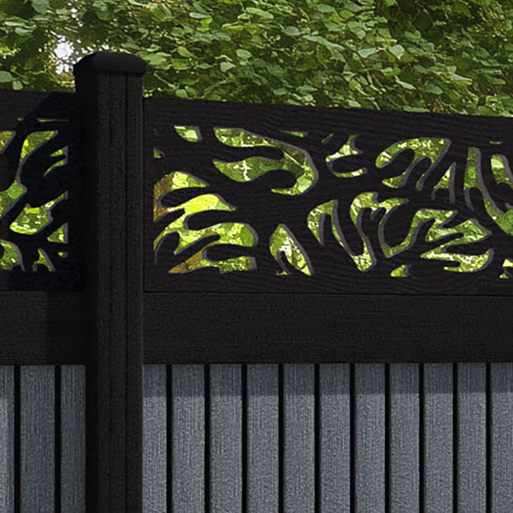 Virtis Botanic Fence Panel - Anthracite - with our aluminium posts