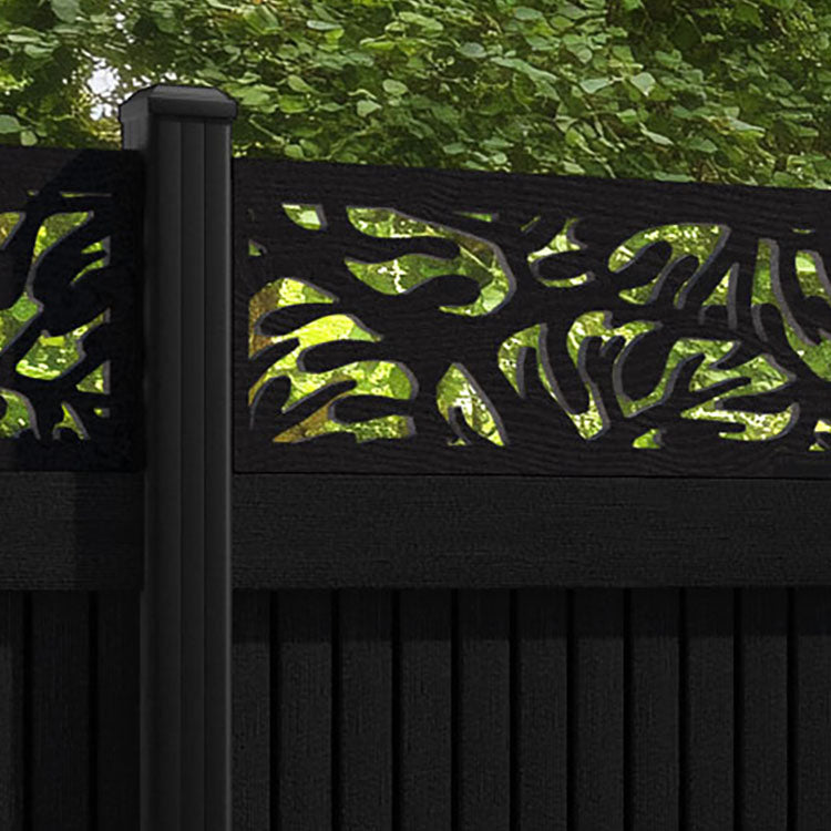 Virtis Botanic Fence Panel - Black - with our aluminium posts