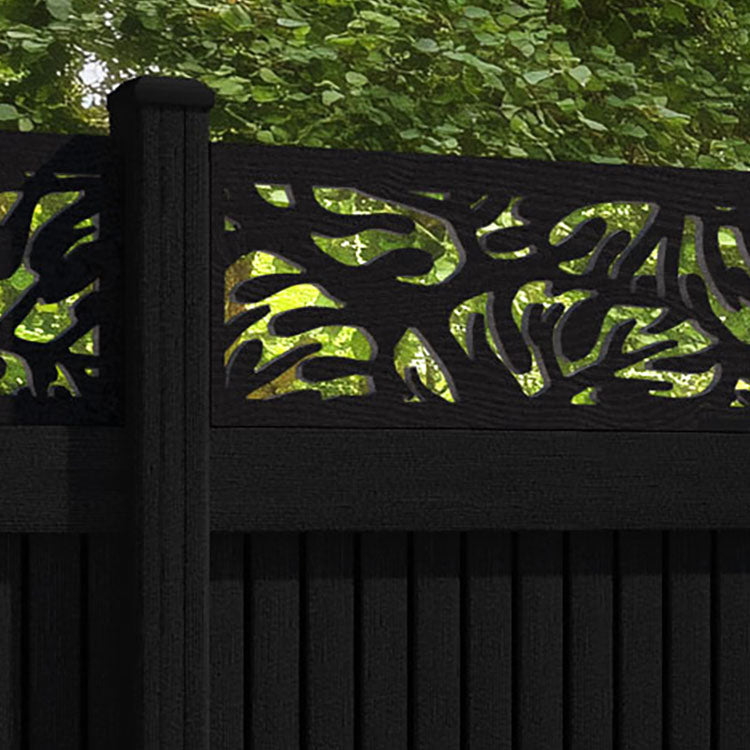 Virtis Botanic Fence Panel - Black - with our composite posts