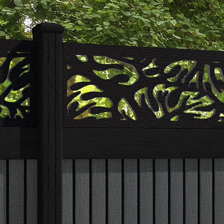 Virtis Botanic Fence Panel - Dark Grey - with our composite posts