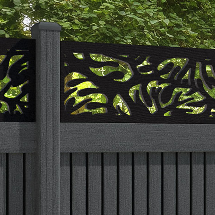 Virtis Botanic Fence Panel - Dark Grey - with our composite posts