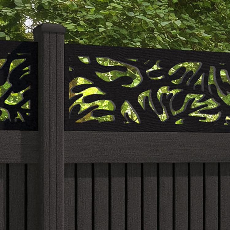 Virtis Botanic Fence Panel - Dark Oak - with our composite posts