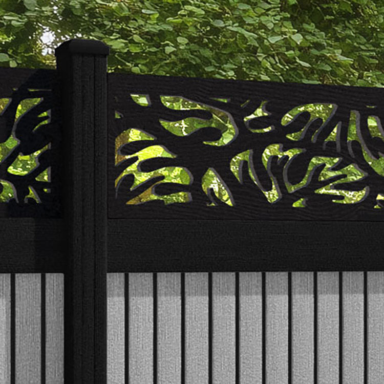 Virtis Botanic Fence Panel - Light Grey - with our composite posts