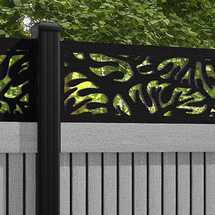 Virtis Botanic Fence Panel - Light Grey - with our aluminium posts